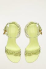 Green Lace Jelly Kitten Heeled Sandal - Image 3