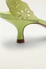 Green Lace Jelly Kitten Heeled Sandal - Image 6