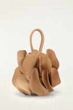 Beige Leather Flower Handbag - Image 3