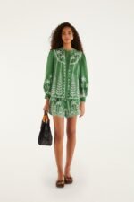 Bicolor Cross Stich Embroidery Blouse Long Sleeve - Image 6