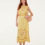 Yellow Stripes Richelieu Midi Skirt