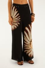 Black Ammonite Beaded Elastic Waist Pants - Image 2