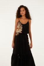Black Ammonite Belted Pockets Open Back Maxi Dress - Image 4