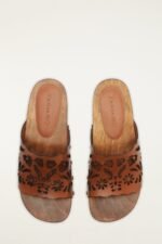 Brown Lace Leather Clog - Image 3