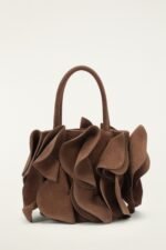 Brown Suede Flower Handbag