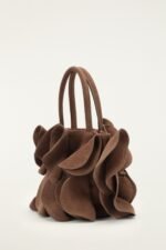 Brown Suede Flower Handbag - Image 2