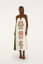 Cross Stich Embroidery Maxi Dress Sleeveless