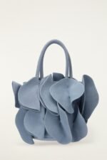 Light Blue Suede Flower Handbag - Image 2