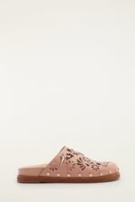 Light Pink Lace Leather Anatomic Slide Mule