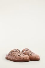 Light Pink Lace Leather Anatomic Slide Mule - Image 2