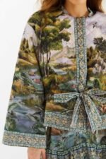Multicolor Countryside Landscape Quilted Kimono Jacket - Image 4