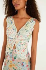 Multicolor Rendeira 3d Bodice  Midi Dress - Image 2