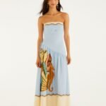 Multicolor Rio Souvenir Strapless Side Ties Maxi Dress