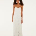 Off-White Palm Tree Strapless Knit Maxi Dress