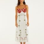 Off-White Tulip Richelieu Embroidered Midi Dress