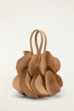 Beige Leather Flower Handbag