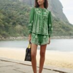 Bicolor Cross Stich Embroidery Shorts
