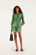 Bicolor Cross Stich Embroidery Shorts - Image 4