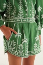 Bicolor Cross Stich Embroidery Shorts - Image 5