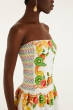Off-White Biricutico Scarf Smocked Strapless Maxi Dress - Image 2