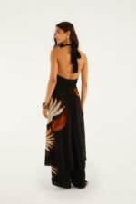Black Ammonite Halter Neck Open Front Midi Tunic - Image 3