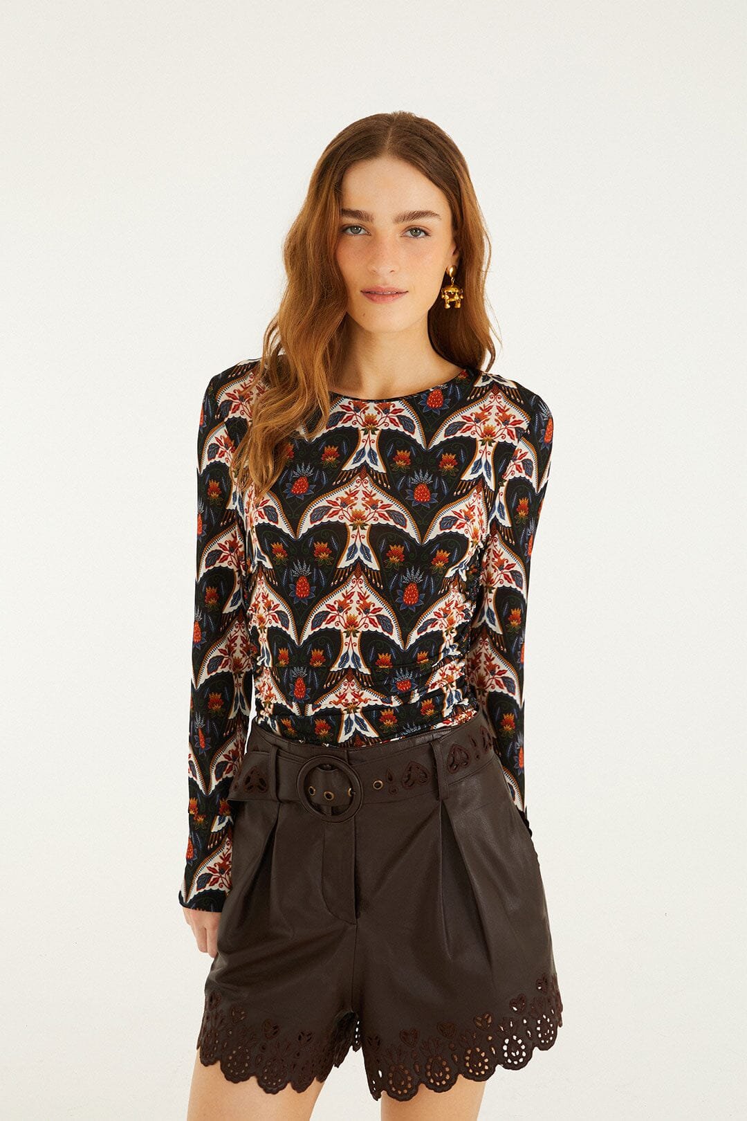 nonelie-black-porcelain-birds-long-sleeve-jersey-blouse_356476.jpg Black Porcelain Birds Long Sleeve Jersey Blouse - Image 1