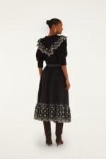 Black Richelieu Ruffled Midi Skirt - Image 3