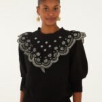 Black Richelieu Ruffled Sweater