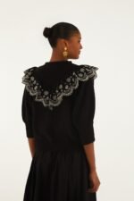Black Richelieu Ruffled Sweater - Image 3