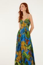 Blue Banana Grapes 3d Bodice Sleeveless Maxi Dress - Image 3