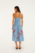 Blue Sky Stripes Sleeveless Midi Dress - Image 3