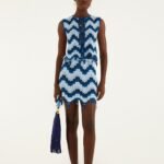 Blue Waves Crochet Mini Skirt