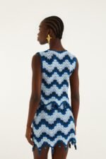 Blue Waves Crochet Mini Skirt - Image 3