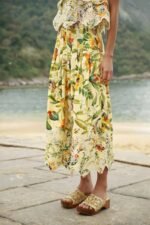 Soft Yellow Brasil Collage Lace Maxi Skirt - Image 2