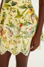 Soft Yellow Brasil Collage Lace Ruffled Mini Dress - Image 4