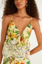Soft Yellow Brasil Collage Lace Ruffled Blouse - Image 5