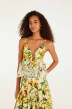 Soft Yellow Brasil Collage Lace Ruffled Blouse - Image 6