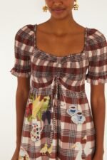 Brown Country Table Tartan Smocked Maxi Dress - Image 2