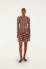 Brown Country Tartan Heart Ruched Mini Dress