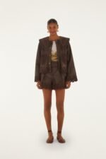 Brown Hearts Richelieu Belted Leather Shorts