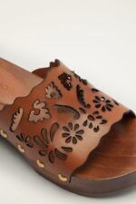 Brown Lace Leather Clog - Image 5