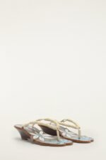 Brown Palm Tree Cutwork Wedge Sandal