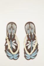 Brown Palm Tree Cutwork Wedge Sandal - Image 3