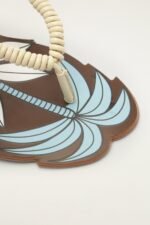 Brown Palm Tree Cutwork Wedge Sandal - Image 5