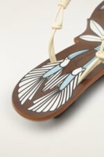 Brown Palm Tree Cutwork Wedge Sandal - Image 6