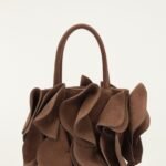 Brown Suede Flower Handbag