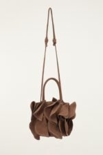 Brown Suede Flower Handbag - Image 3