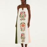 Cross Stich Embroidery Maxi Dress Sleeveless