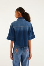Denim Porcelain Birds Embroidered Shirt - Image 3