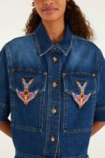 Denim Porcelain Birds Embroidered Shirt - Image 4